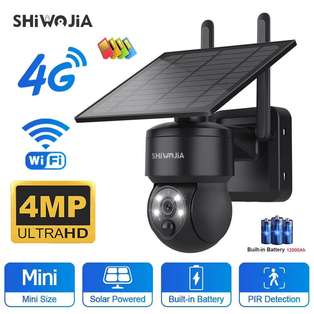 Garden Camera - SHIWOJIA WIFI Беспроводная PTZ-солнечная камера 4G