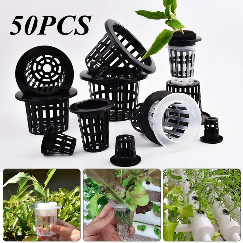 Hydroponic Grow Pod - 50 шт. черно-белых сетчатых горшков для
