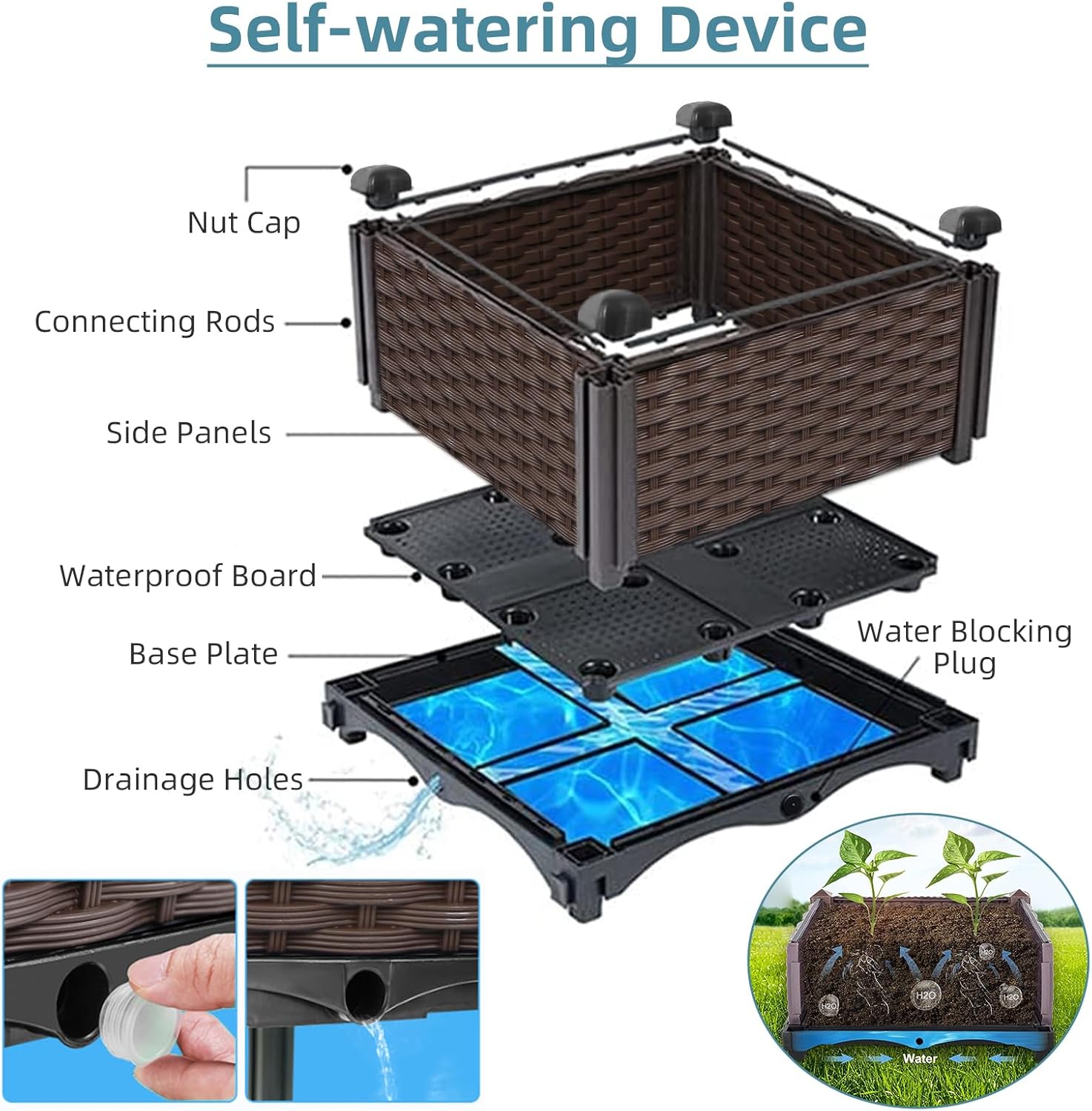 Уличный садовый плетеный кашпо – обзор и цена Self Watering Planter
